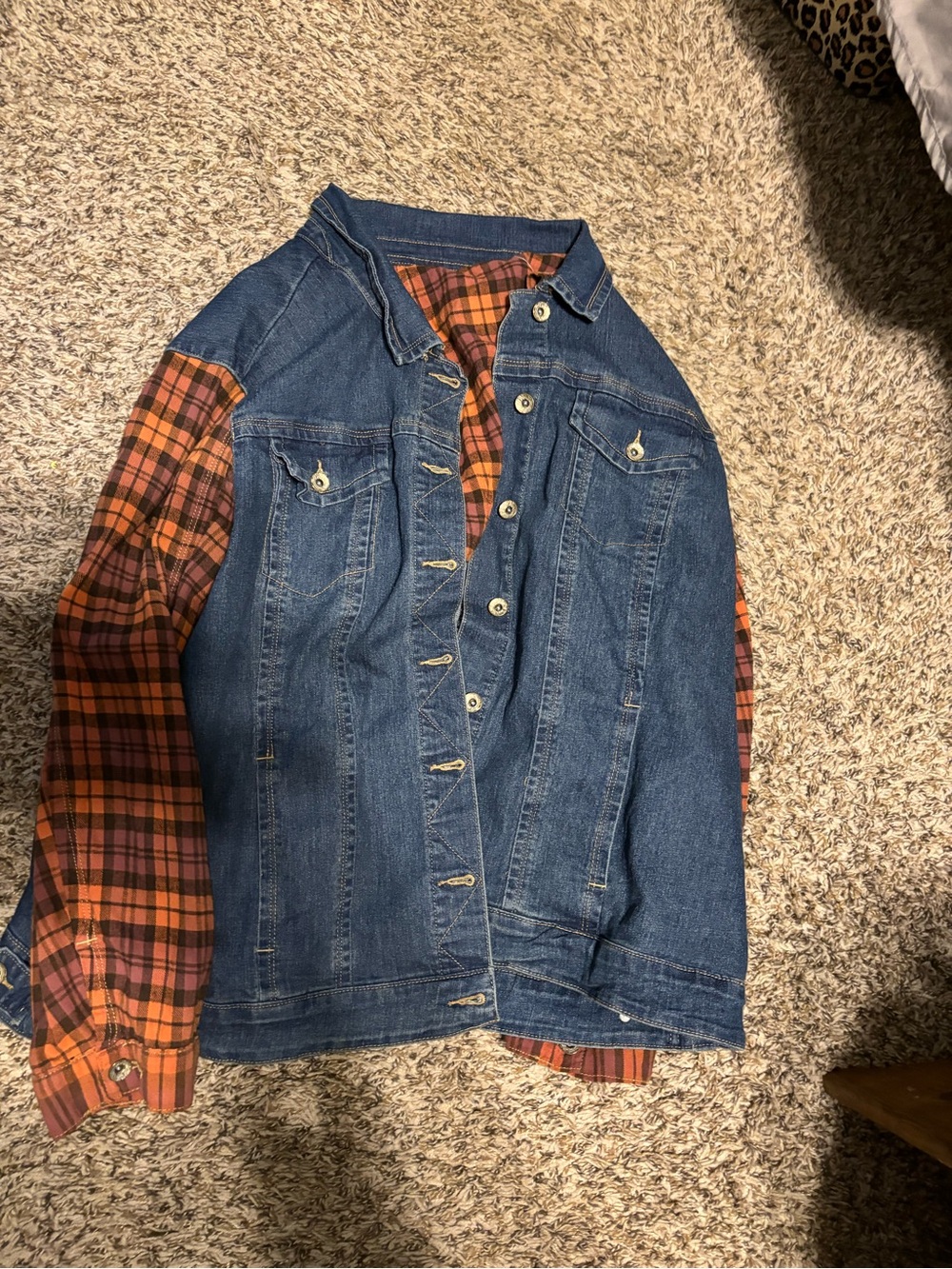 Back in the Saddle Women’s Plus 2X Denim & Flannel Plaid Country Western Jacket